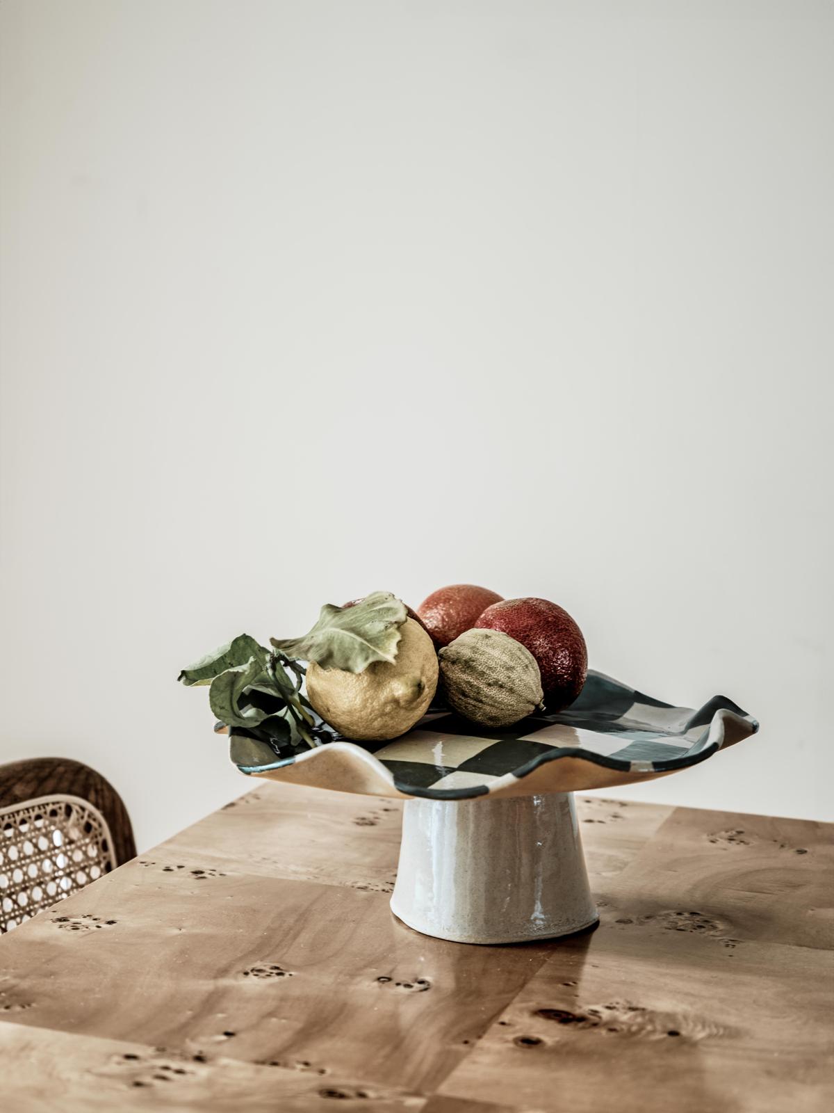 Green Check Wavy Pedestal