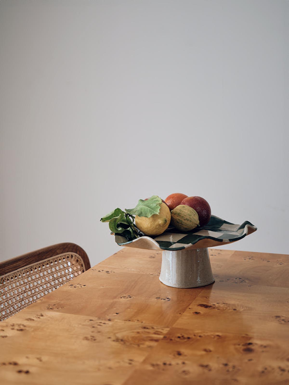 Green Check Wavy Pedestal