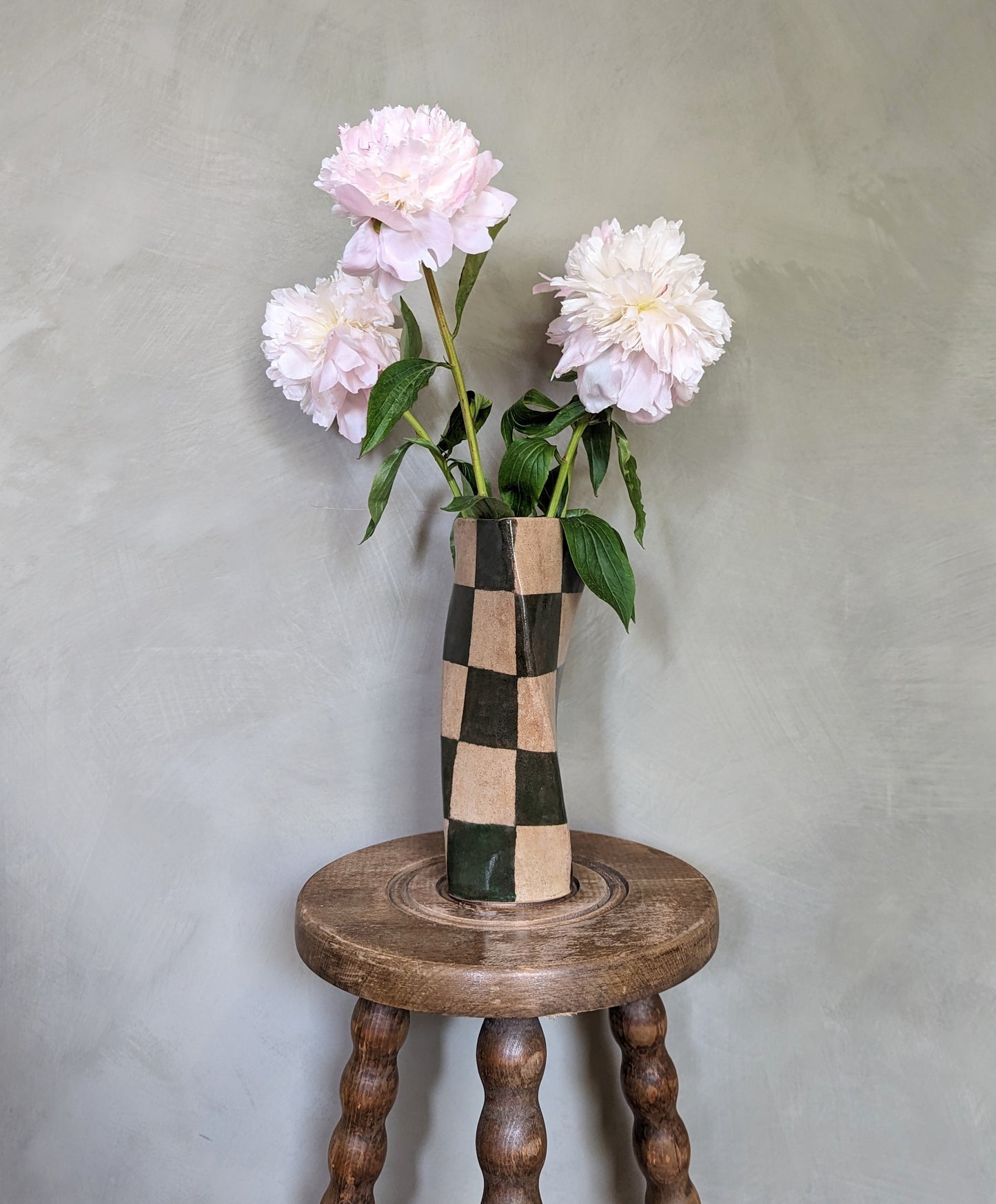 Green Check Twist Vase - Pop Up