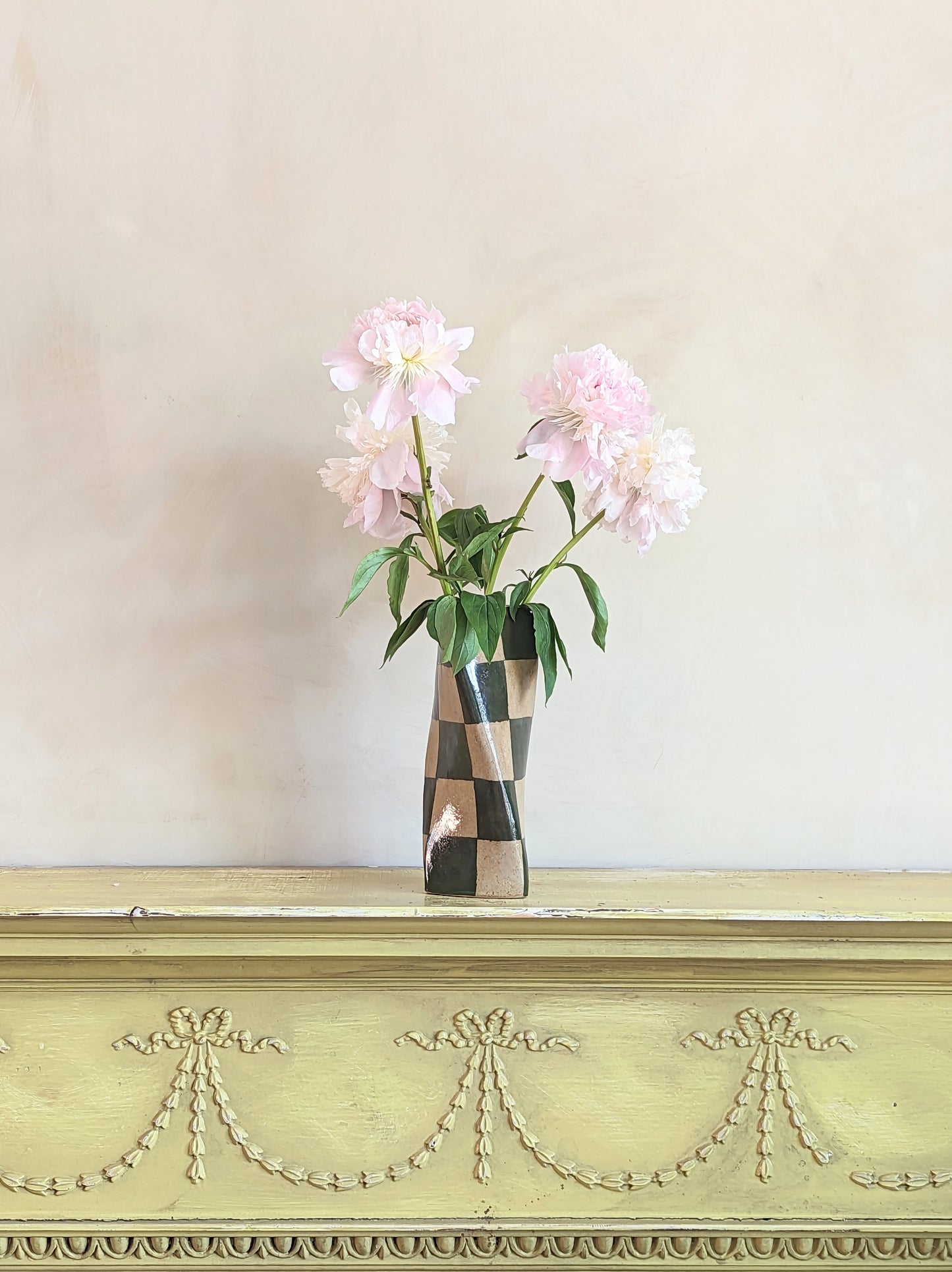 Green Check Twist Vase - Pop Up
