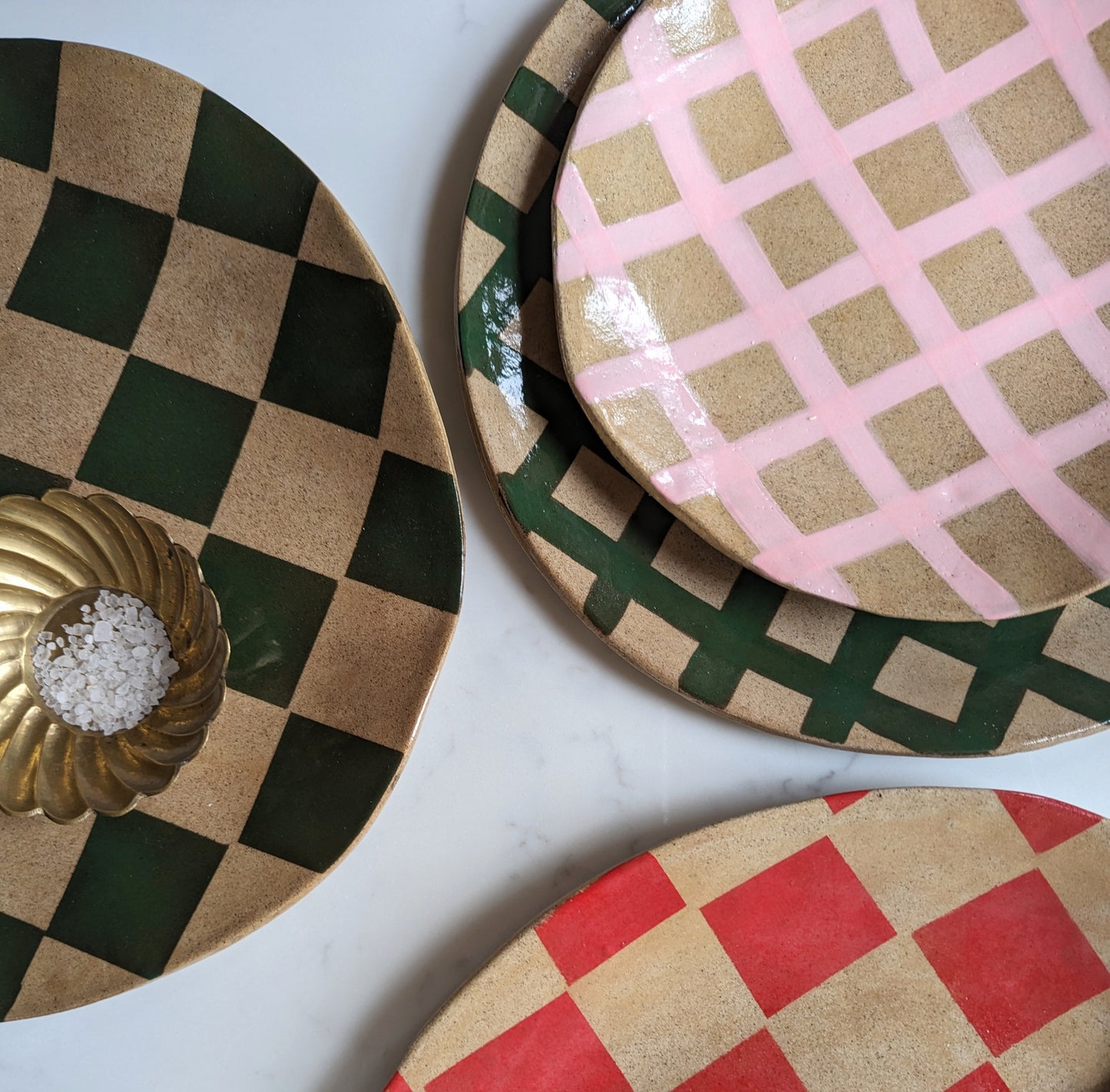 Pink Gingham Plate