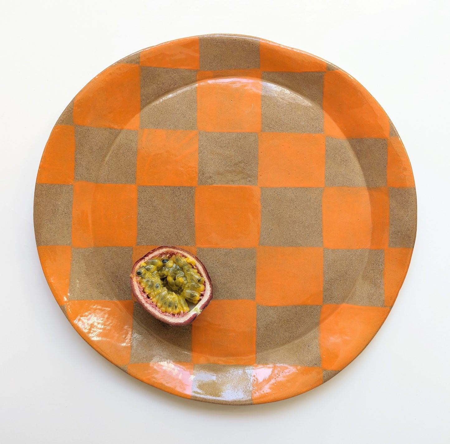 Orange Check Serving Platter