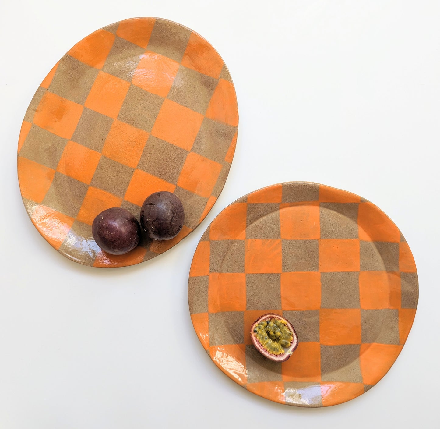 Orange Check Serving Platter