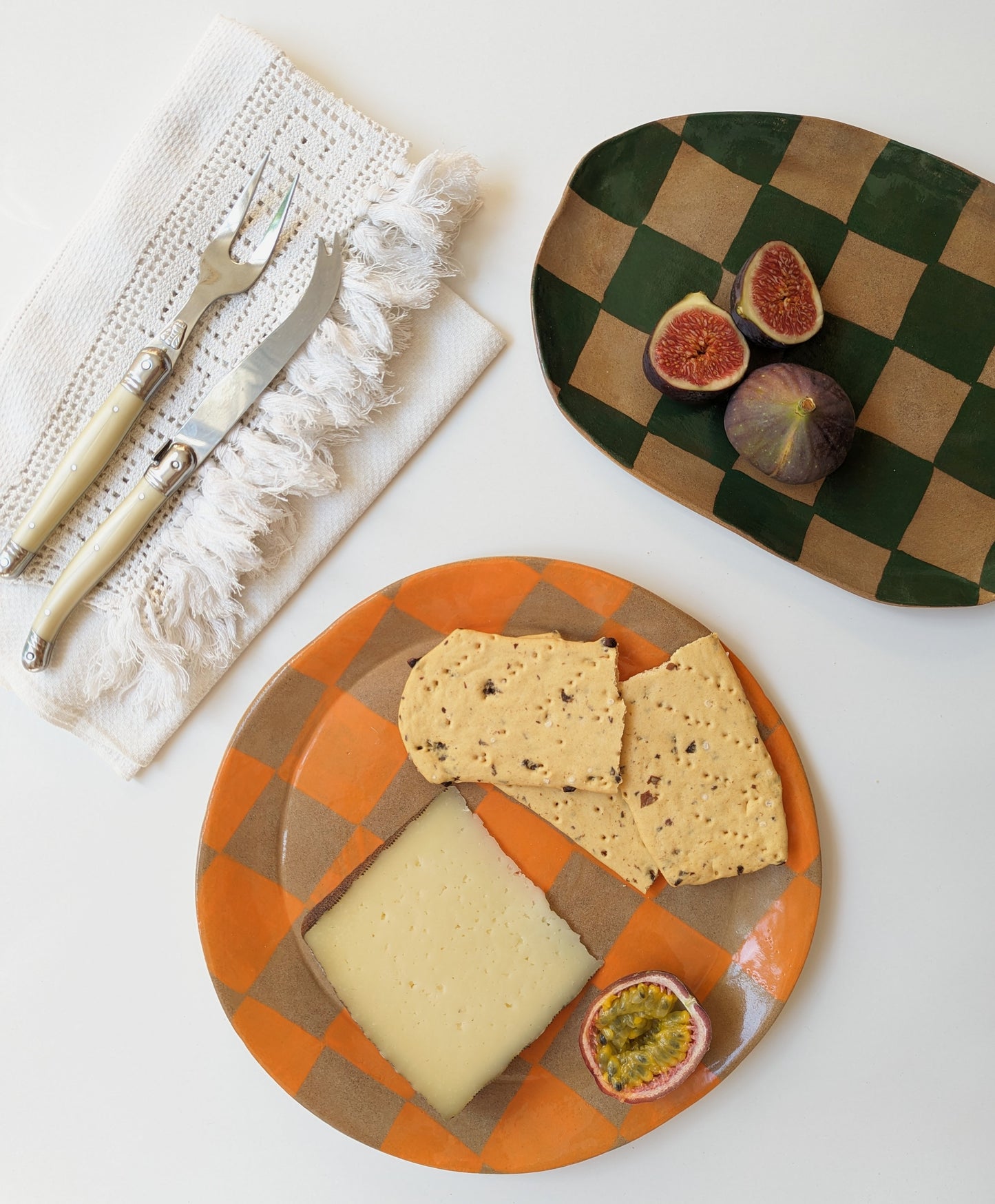Orange Check Serving Platter
