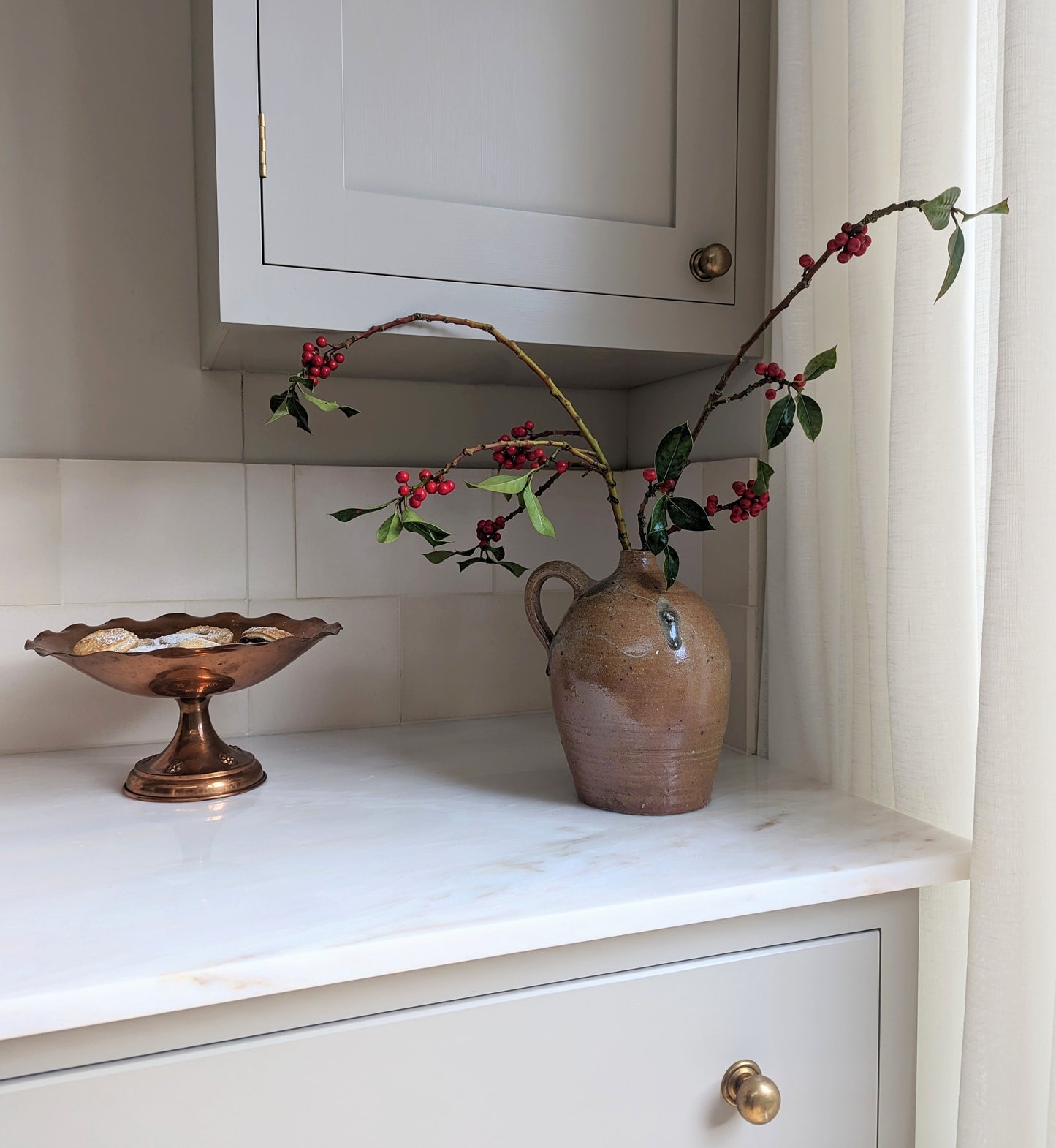 Scalloped Copper Pedestal Bowl