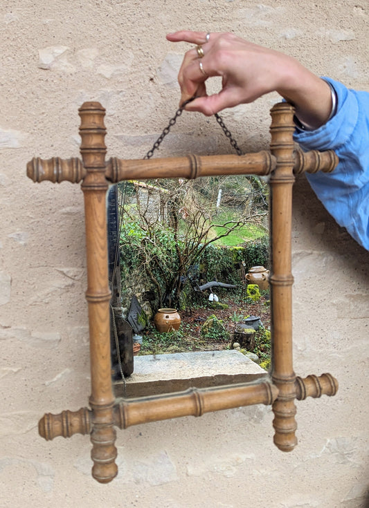 Vintage French Faux Bamboo Mirror