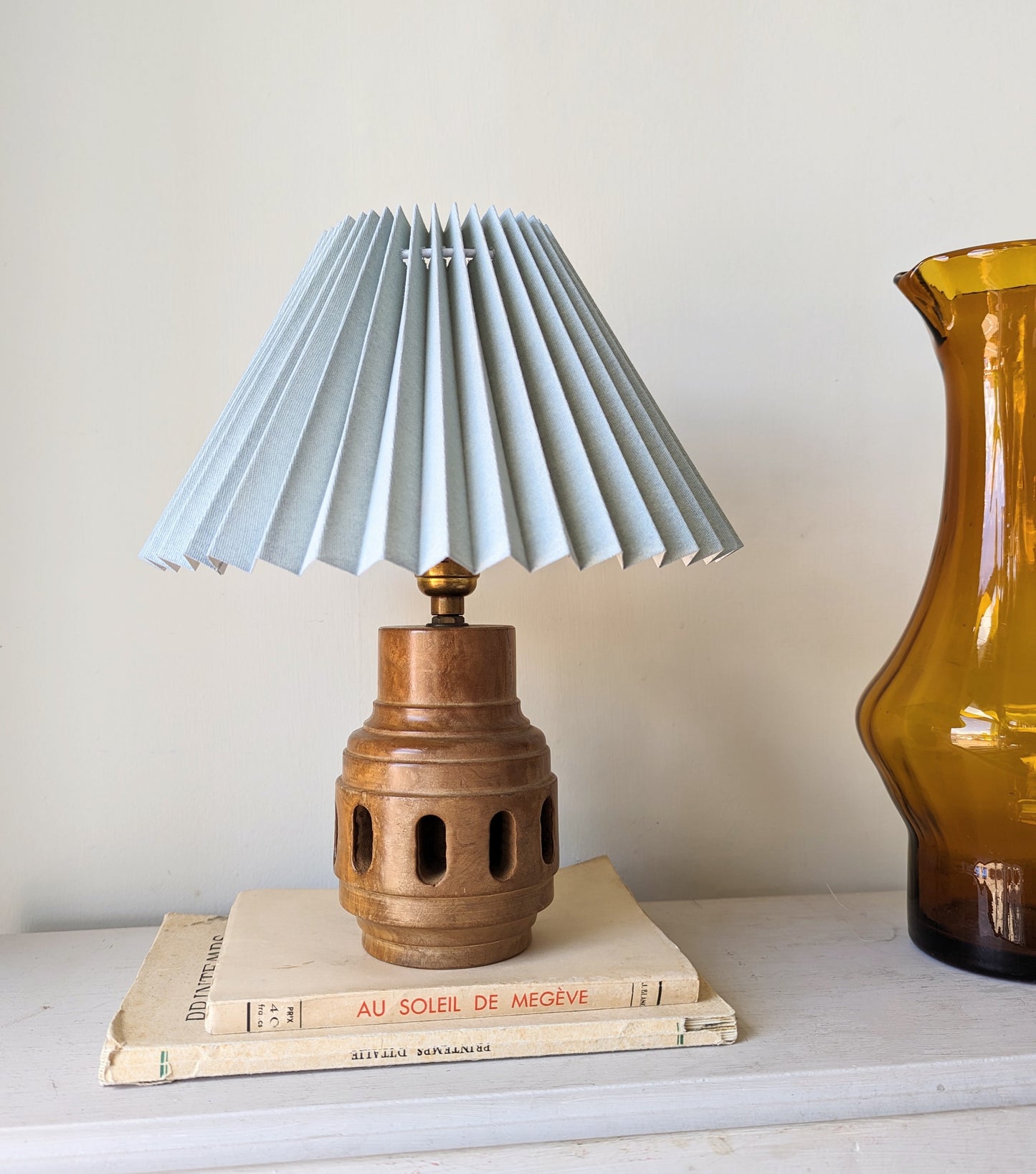 Hand Carved Spanish Olive Wooden Lamp