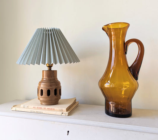 Hand Carved Spanish Olive Wooden Lamp