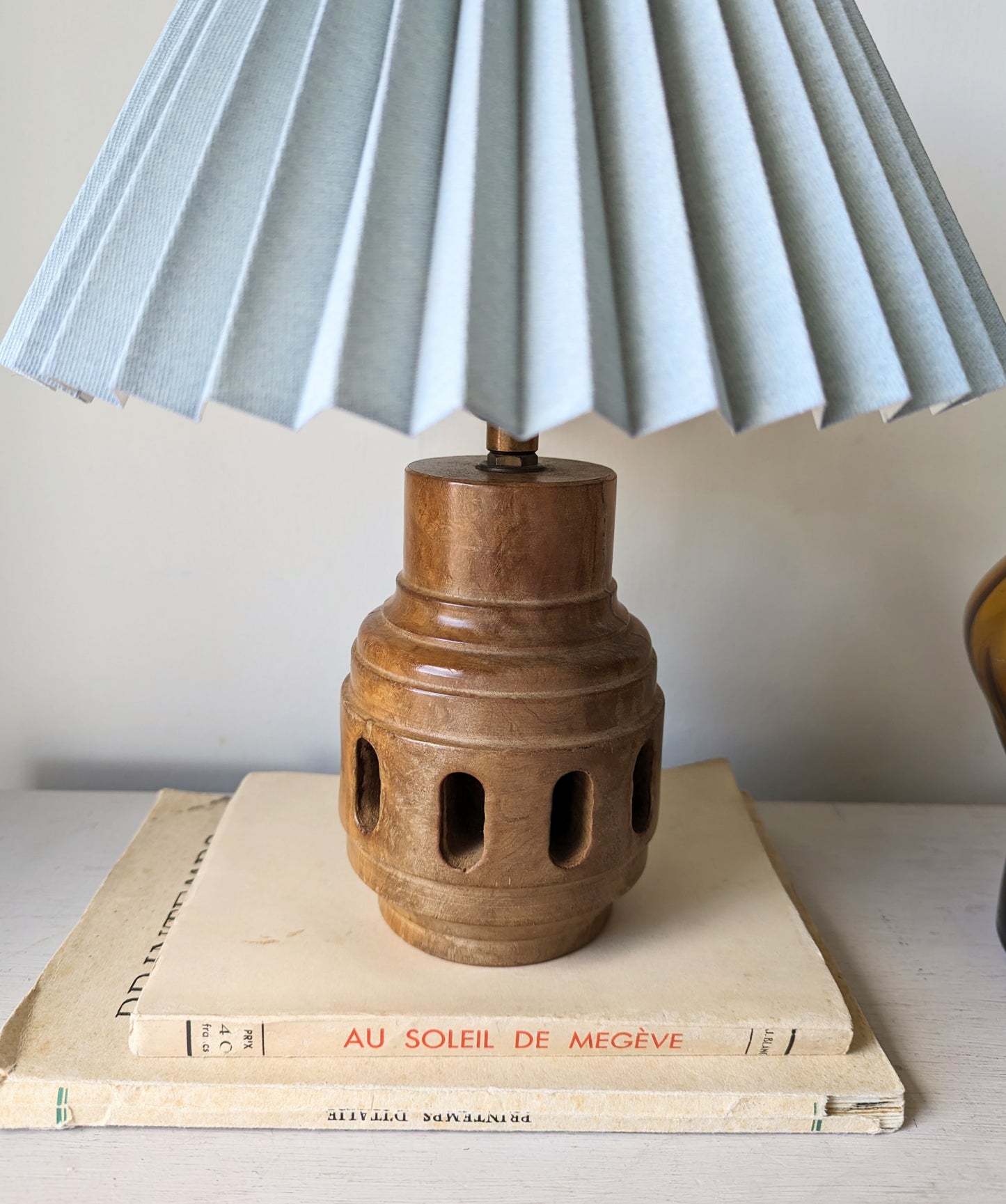 Hand Carved Spanish Olive Wooden Lamp