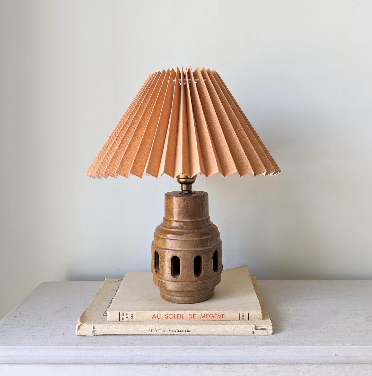 Hand Carved Spanish Olive Wooden Lamp