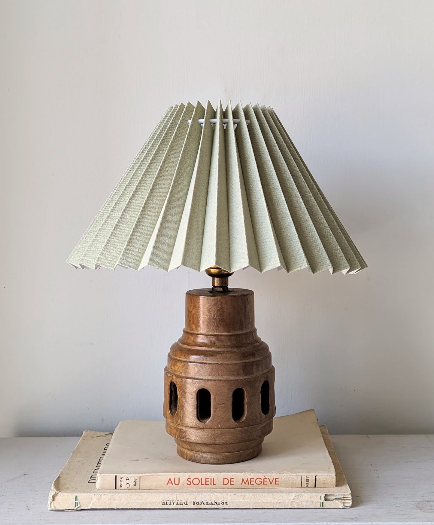 Hand Carved Spanish Olive Wooden Lamp