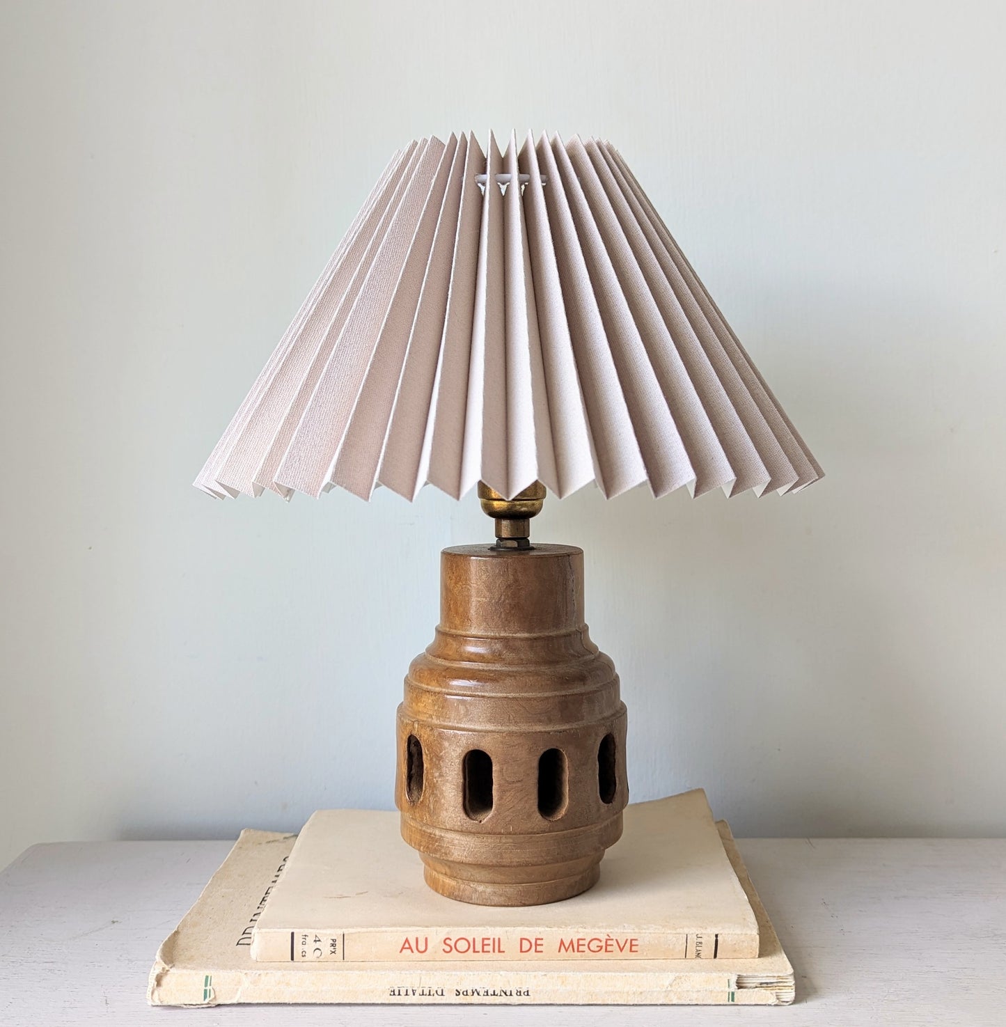 Hand Carved Spanish Olive Wooden Lamp