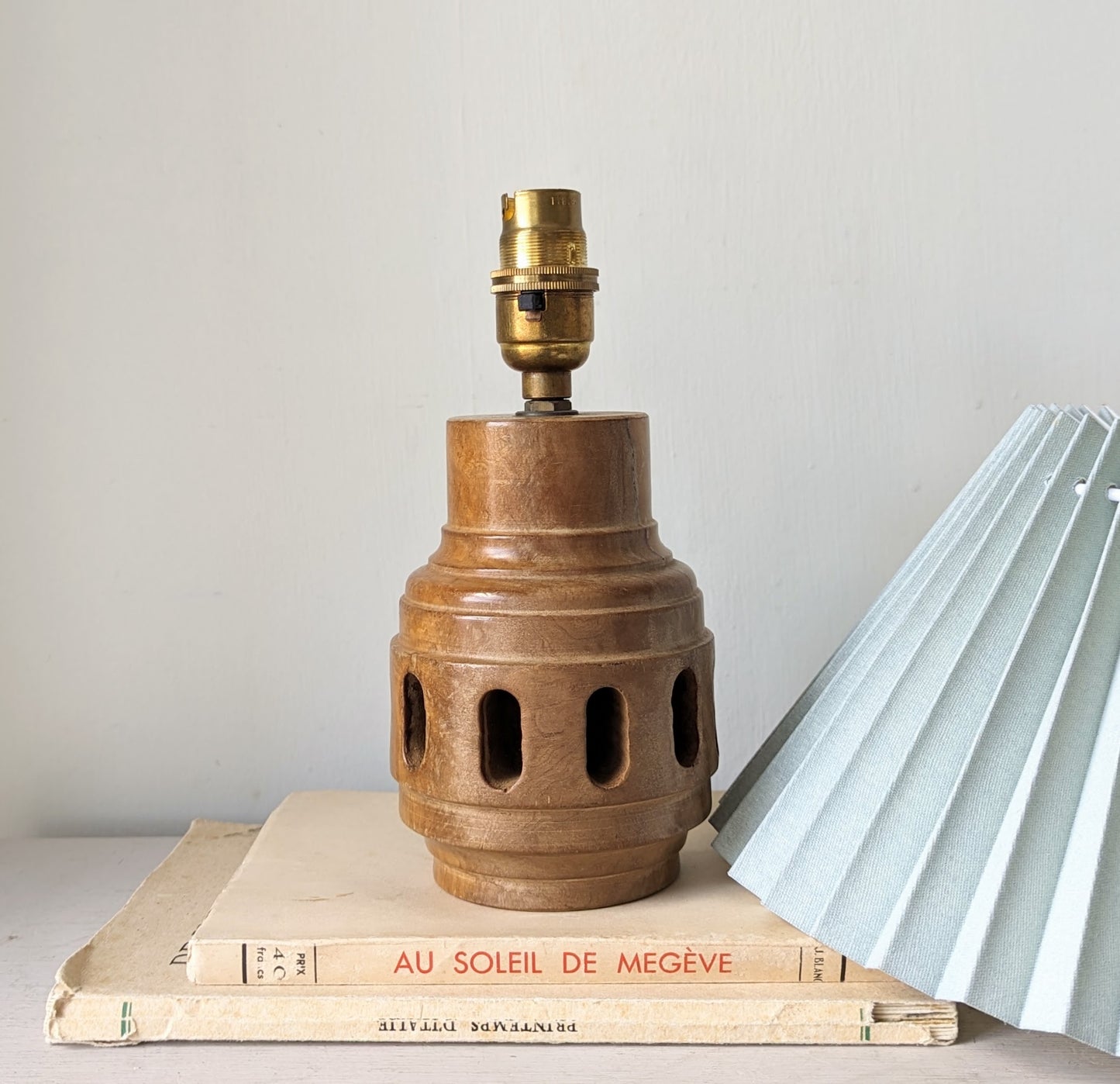 Hand Carved Spanish Olive Wooden Lamp