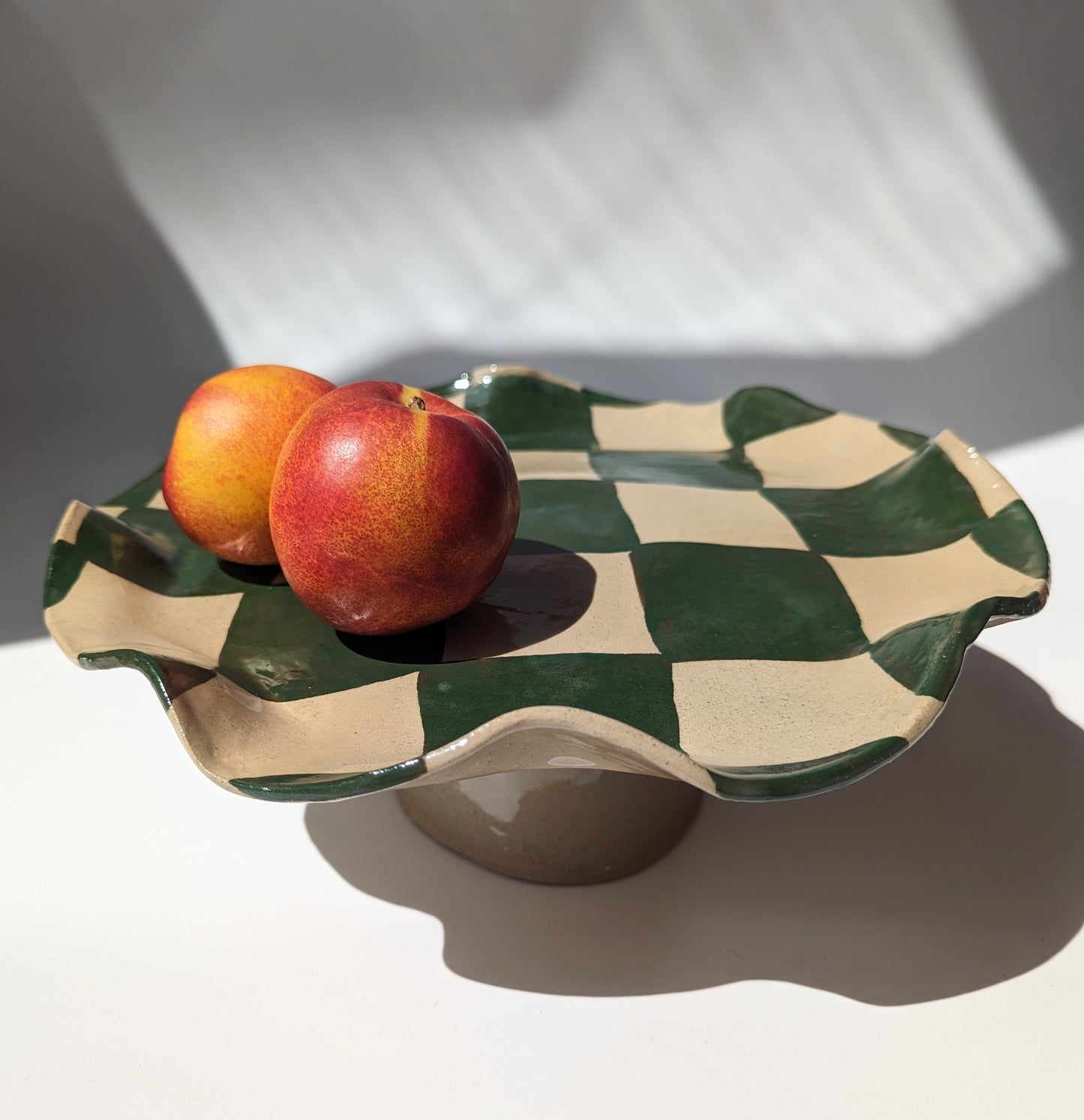 Green Check Wavy Pedestal