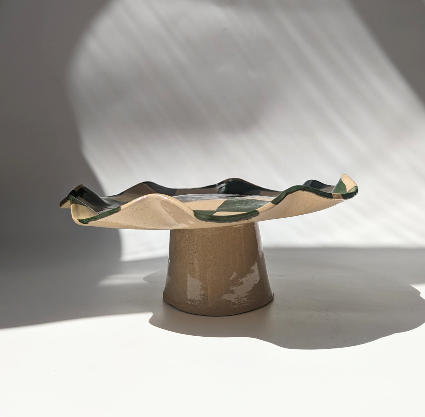 Green Check Wavy Pedestal