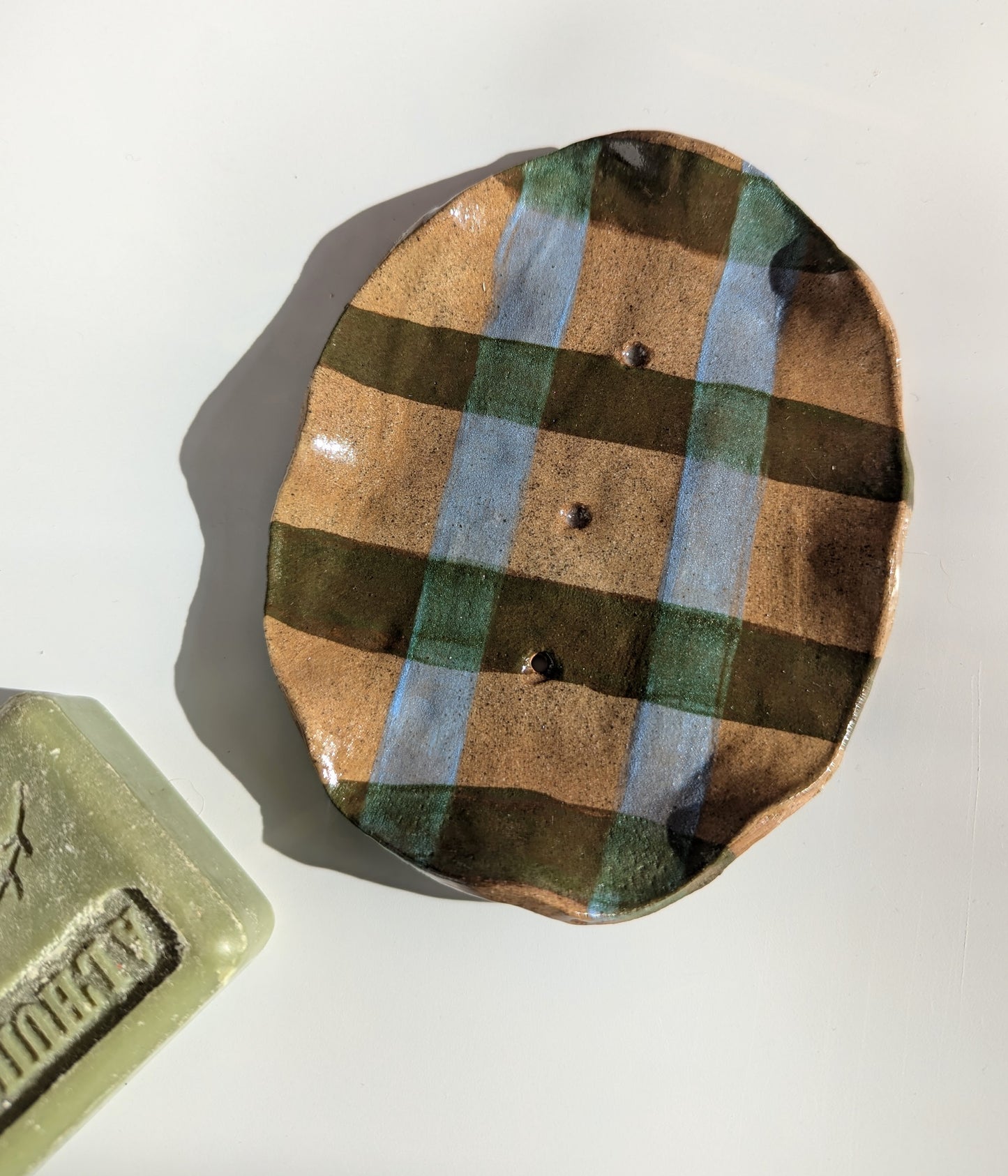 Gingham Wavy Soap Dish