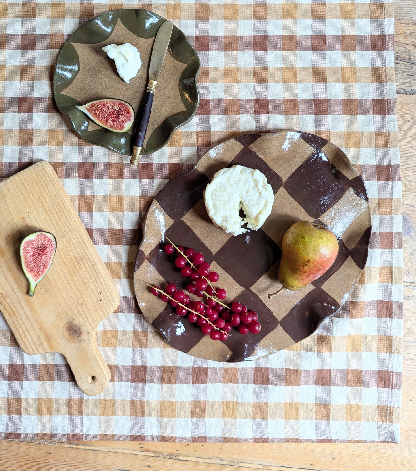 Chocolate Brown Wavy Oval Check Serving Platter