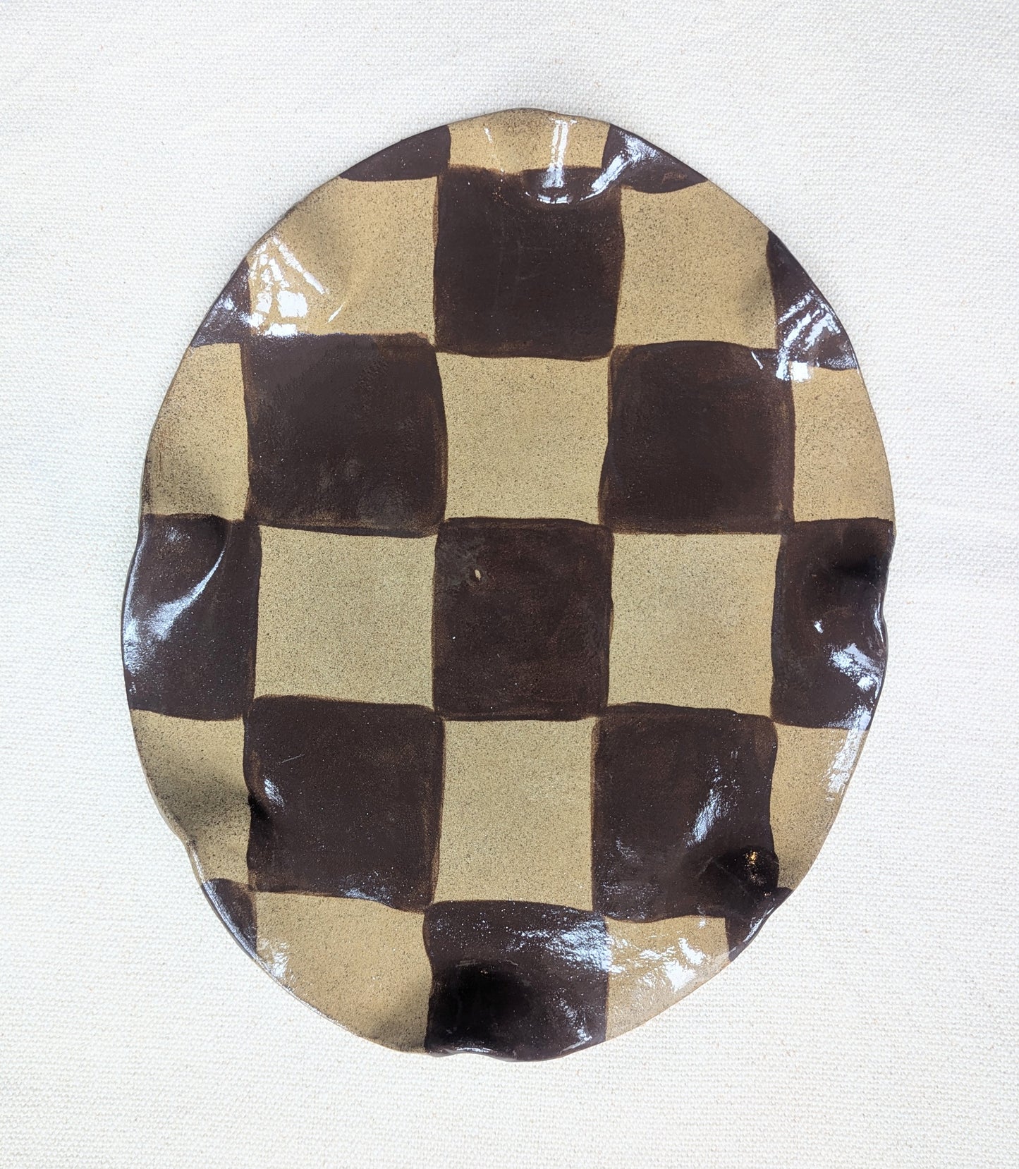 Brown Wavy Check Serving Platter