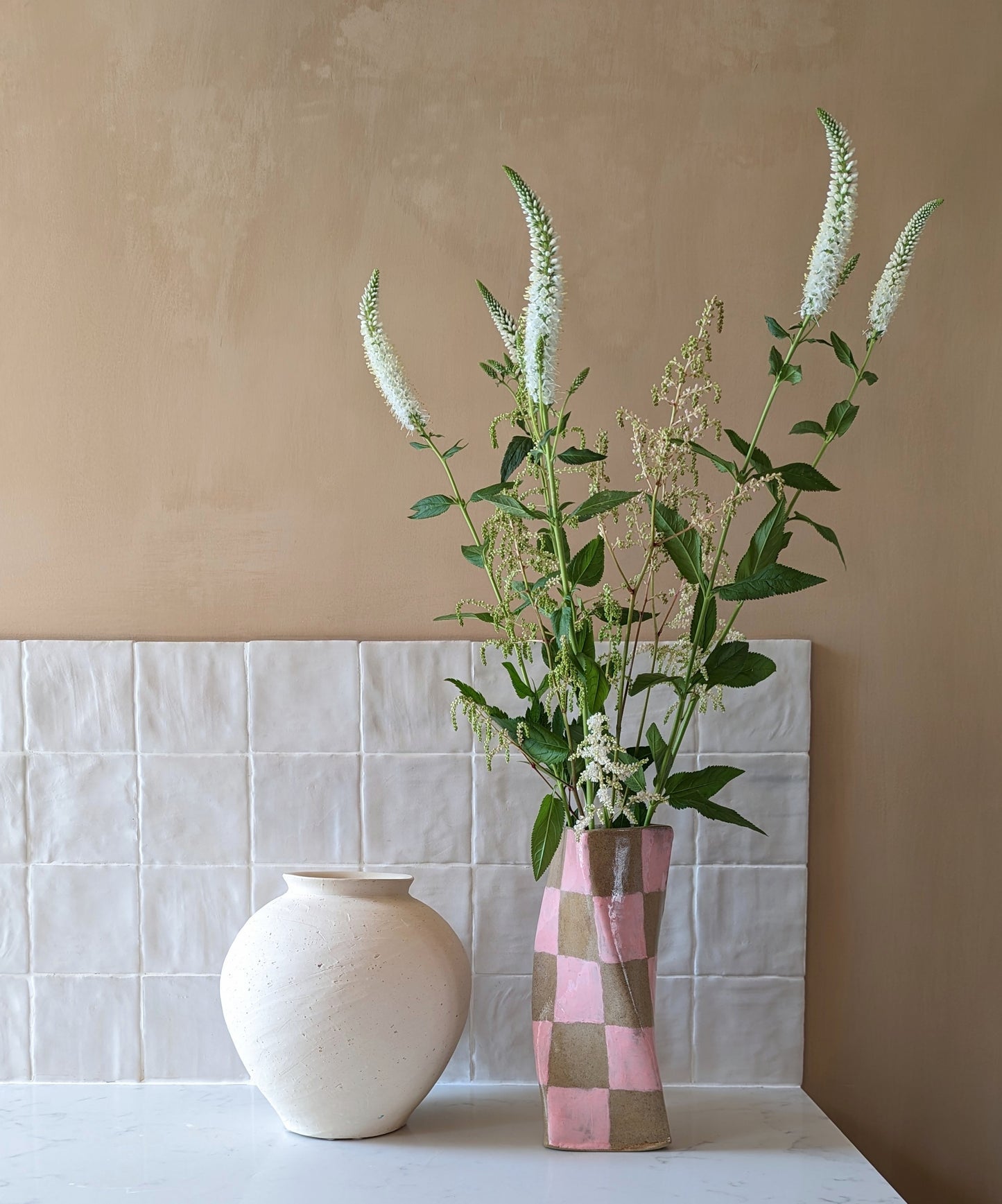 Pink Check Twist Vase