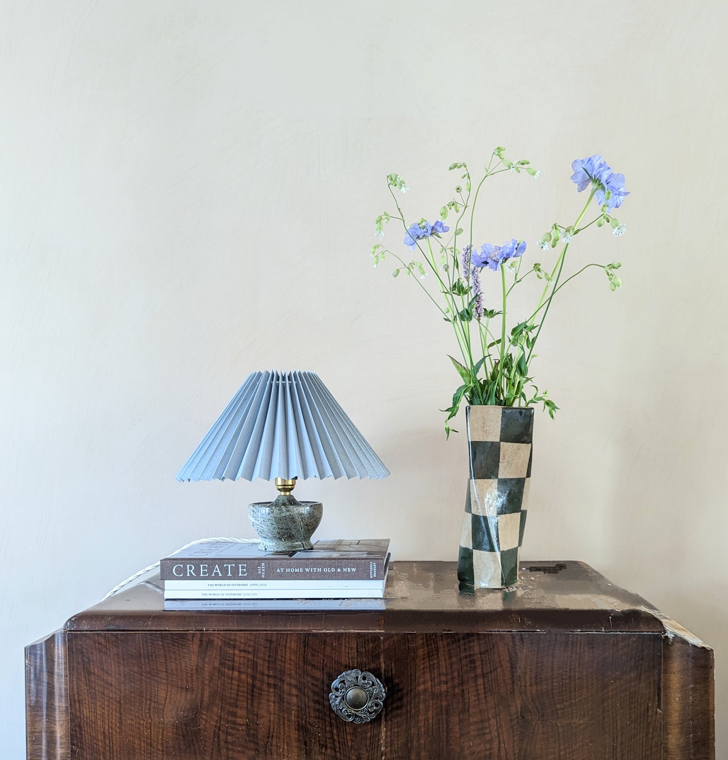 Green Check Twist Vase