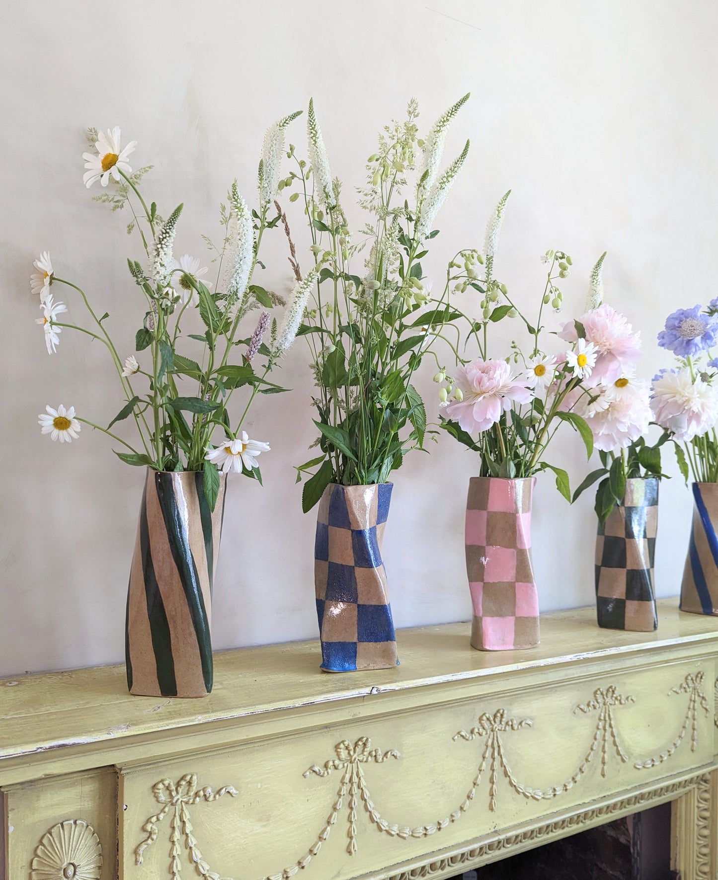 Green Stripe Twist Vase