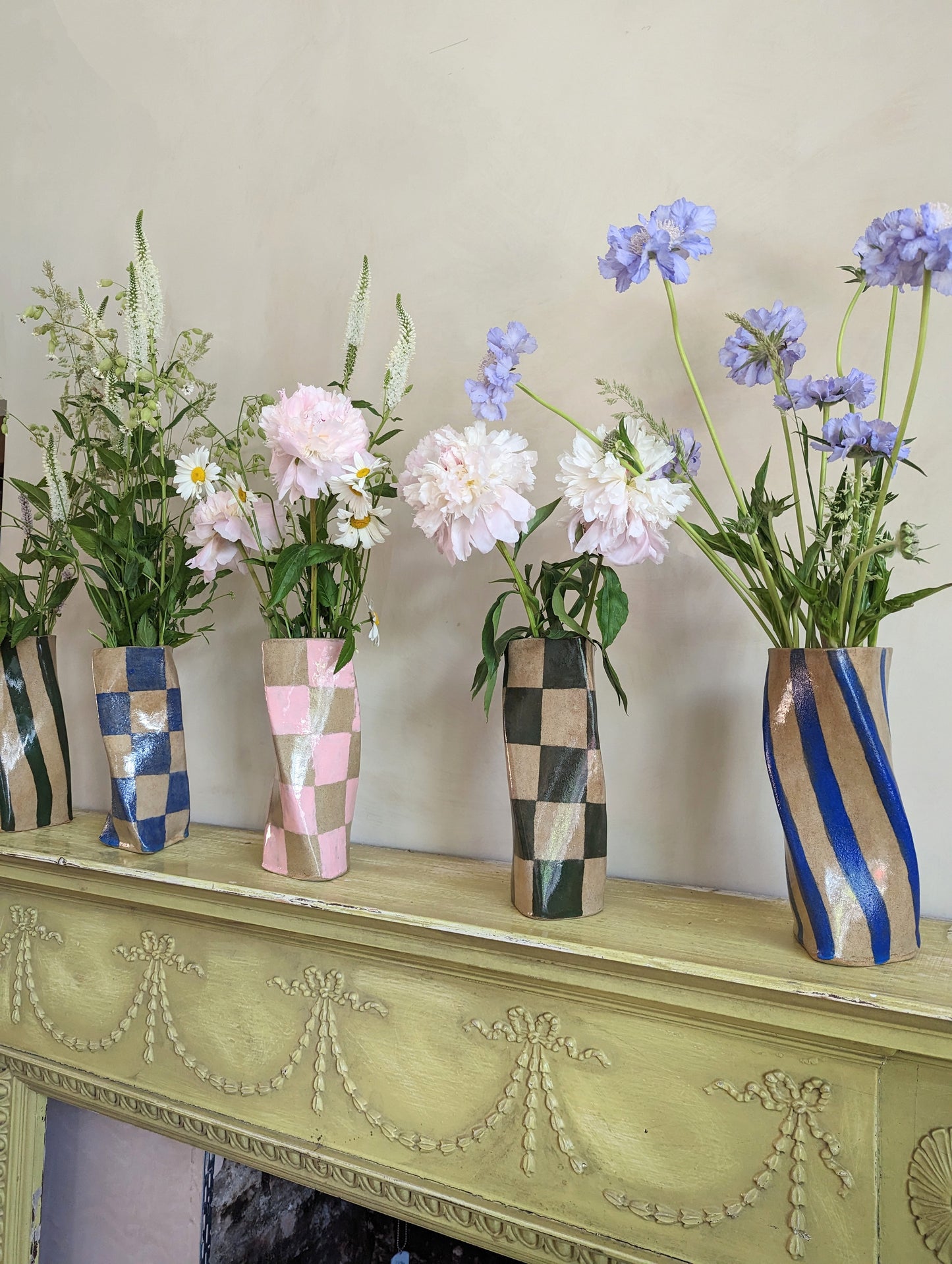 Blue Stripe Twist Vase