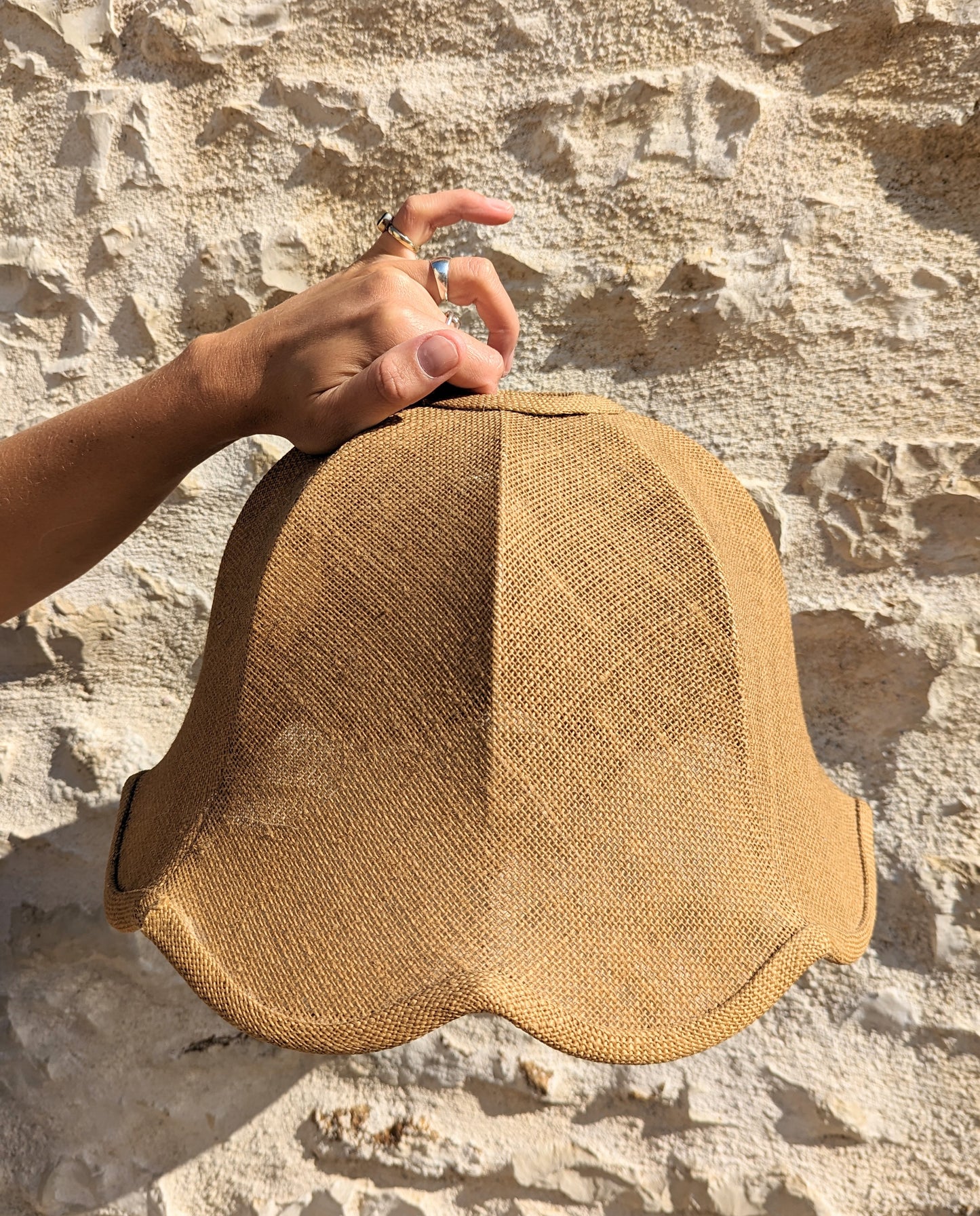 French Hessian Scalloped Lampshade