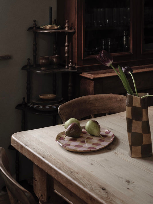 Smokey Olive Check Twist Vase