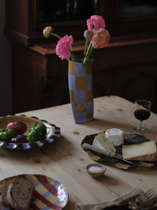 Baby Blue Check Twist Vase