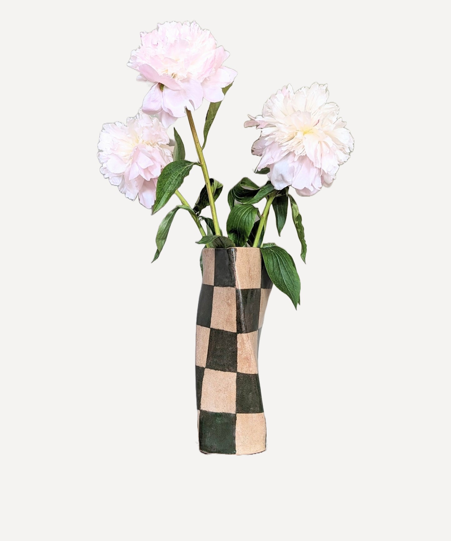 Green Check Twist Vase