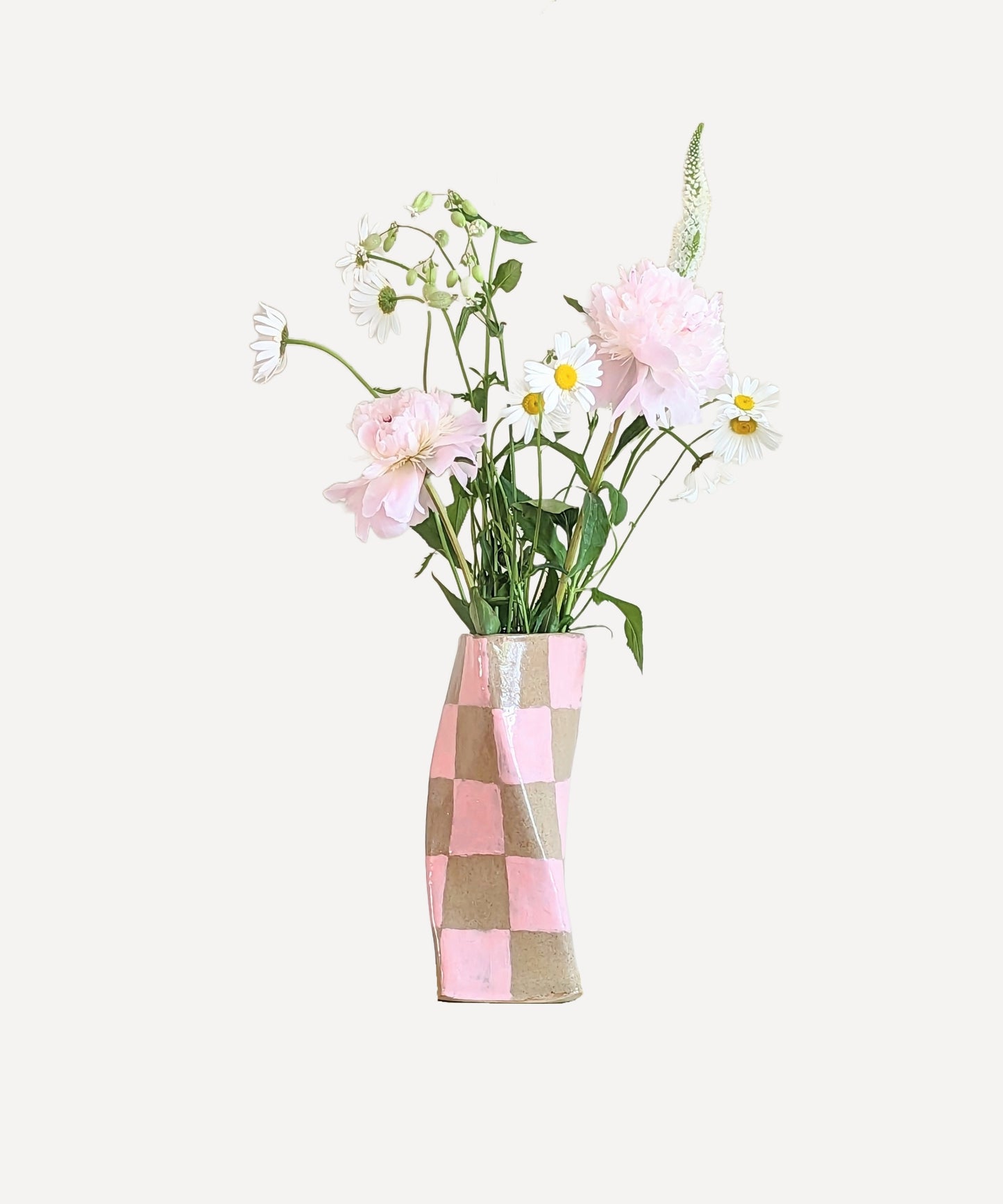 Pink Check Twist Vase
