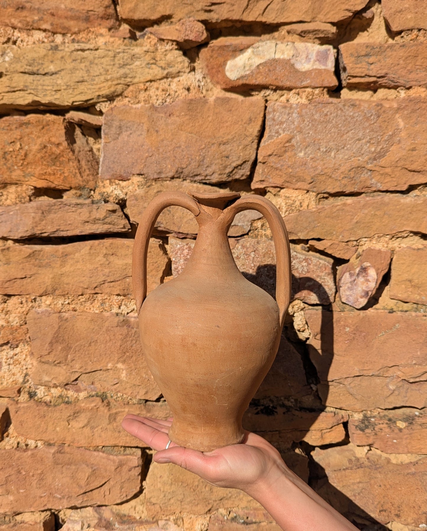 Tall Terracotta Handled Vase