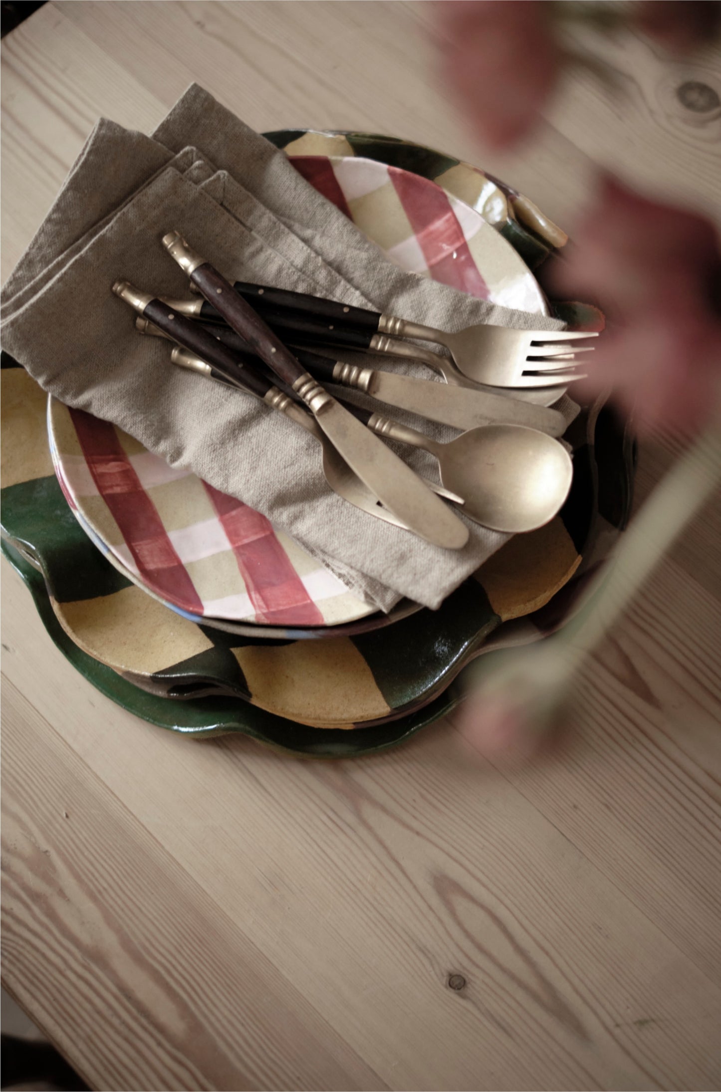 Pink & Burgundy Round Gingham Bowl