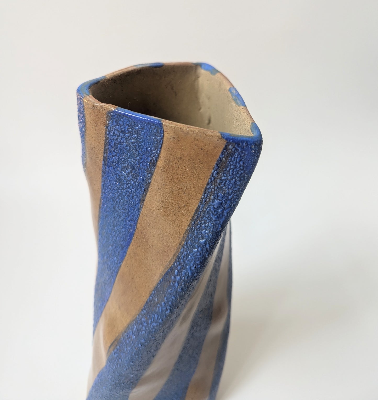 Blue Stripe Twist Vase Seconds