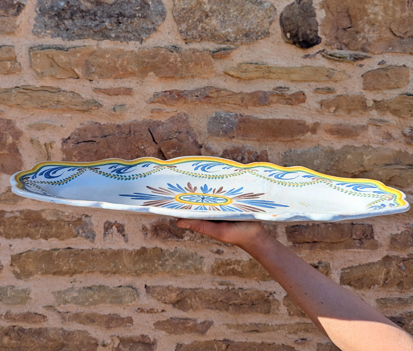 Large Hand Painted Floral French Vintage Serving Platter