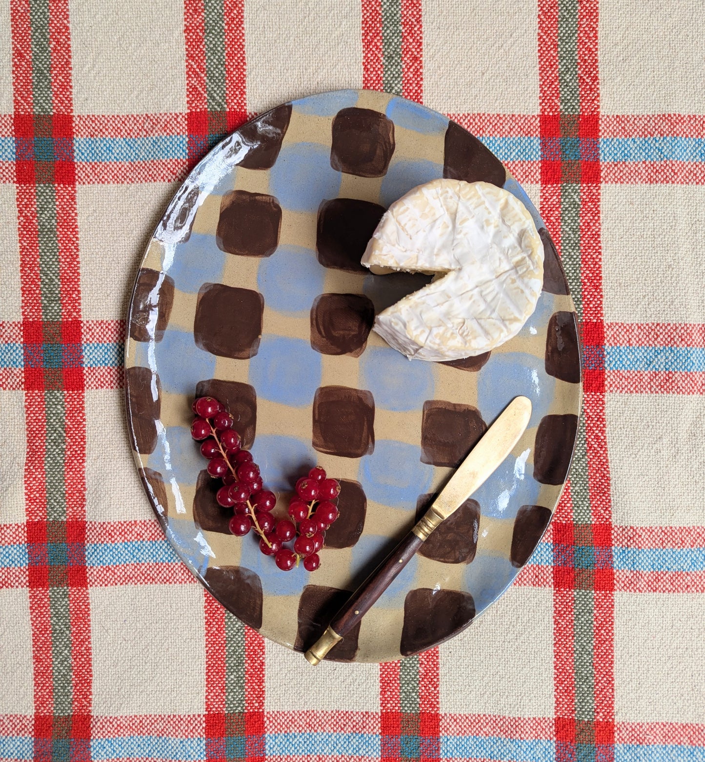 Baby Blue & Chocolate Brown Dash Platter