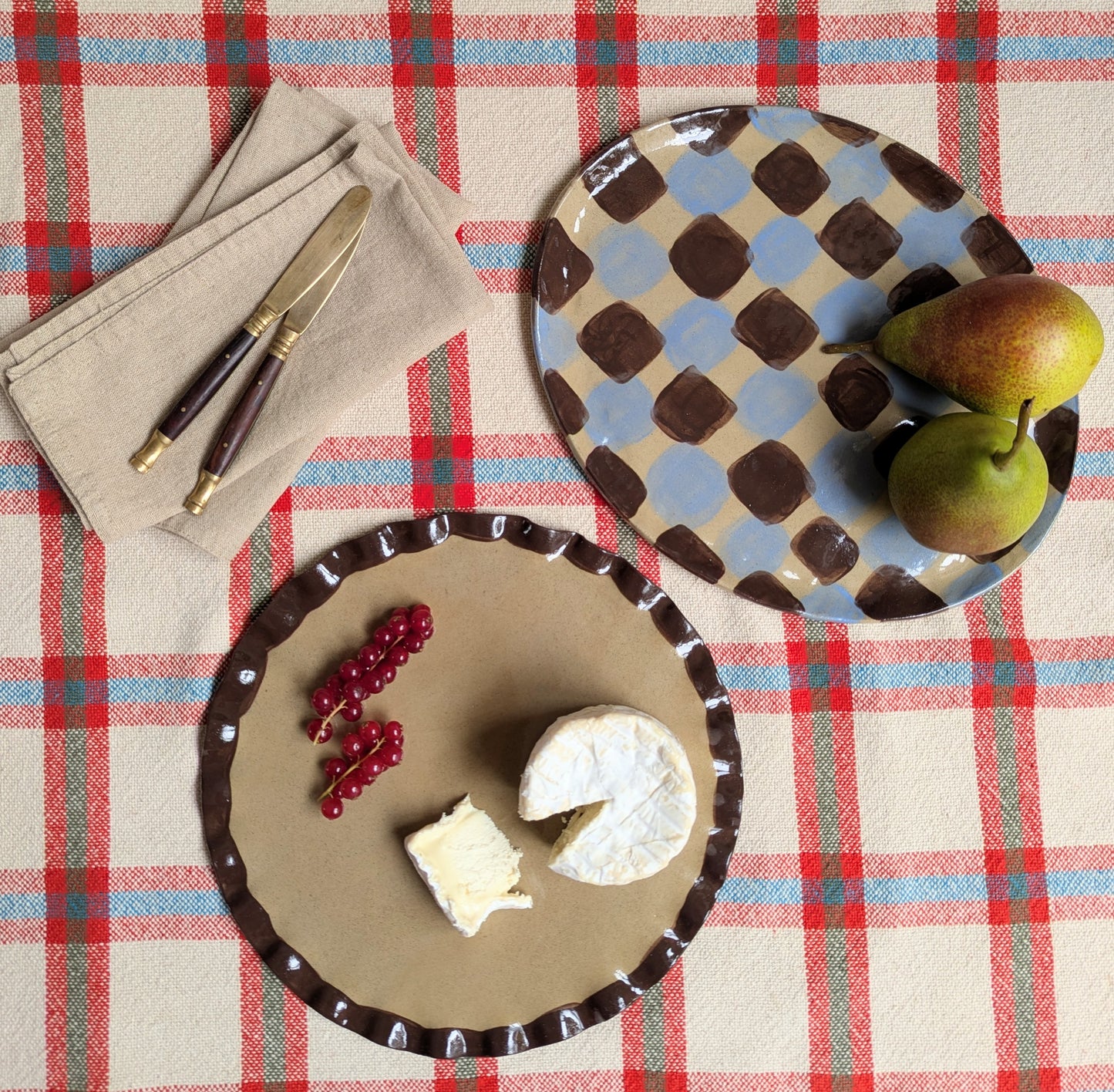 Baby Blue & Chocolate Brown Dash Platter