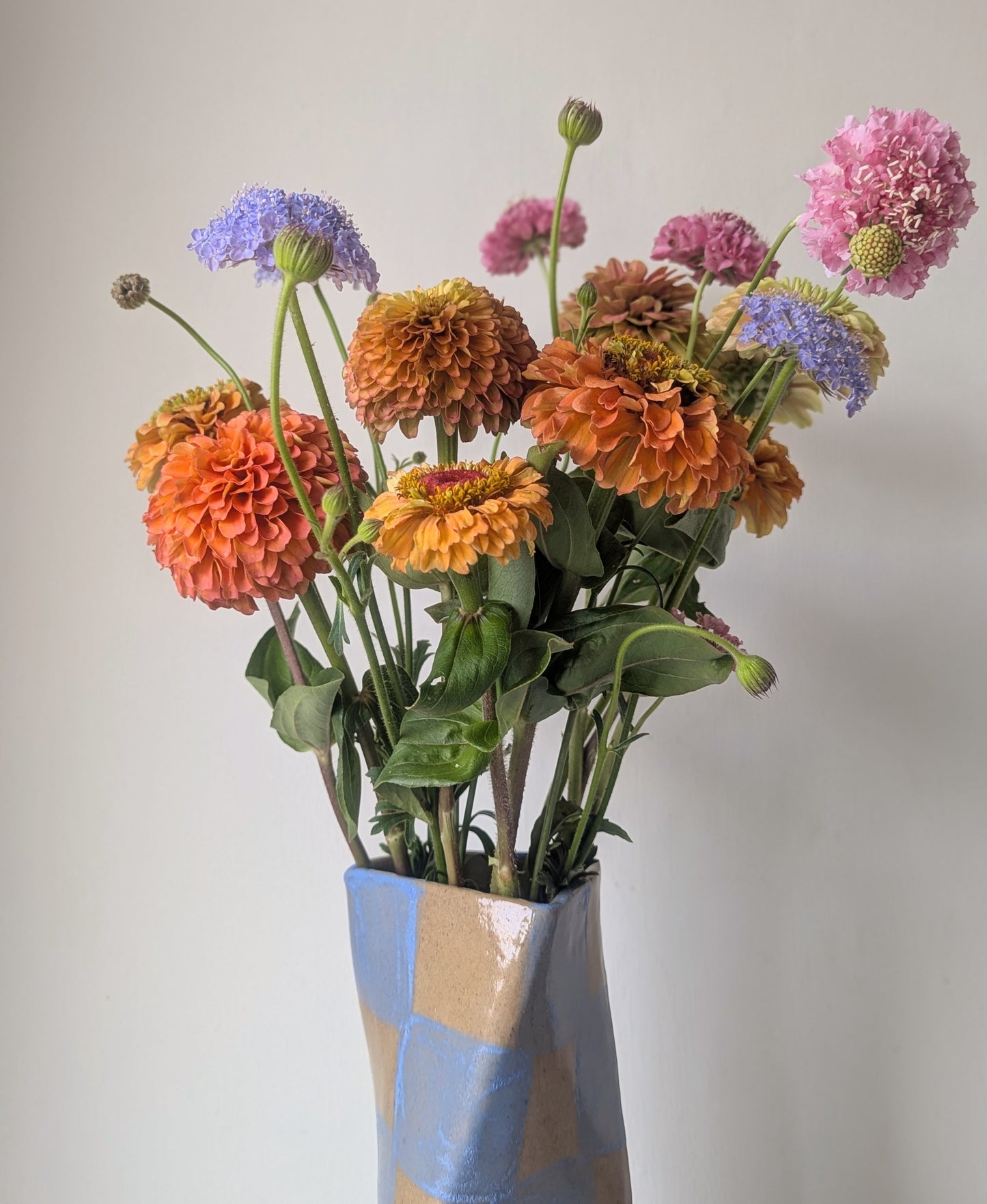 Baby Blue Check Twist Vase