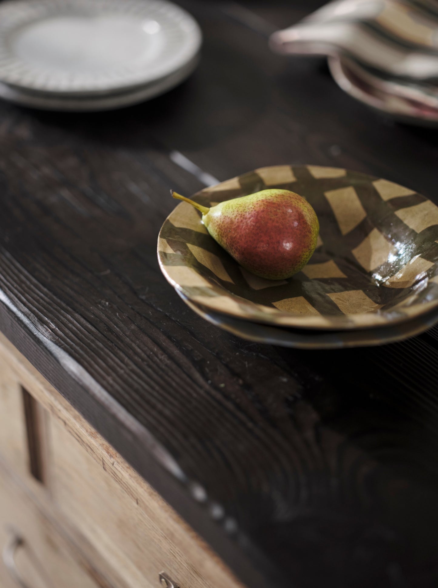 Olive Gingham Bowl