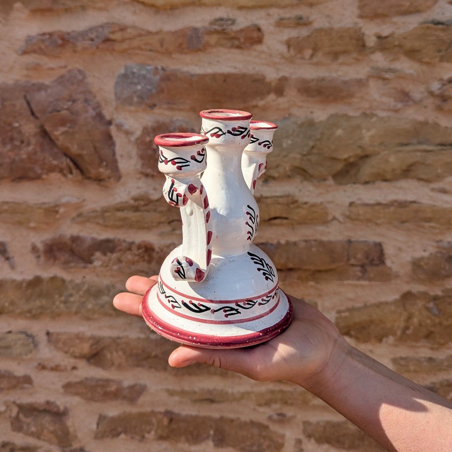 Pink Patterned Ceramic Candle Holder