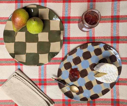 Baby Blue & Chocolate Brown Dash Platter