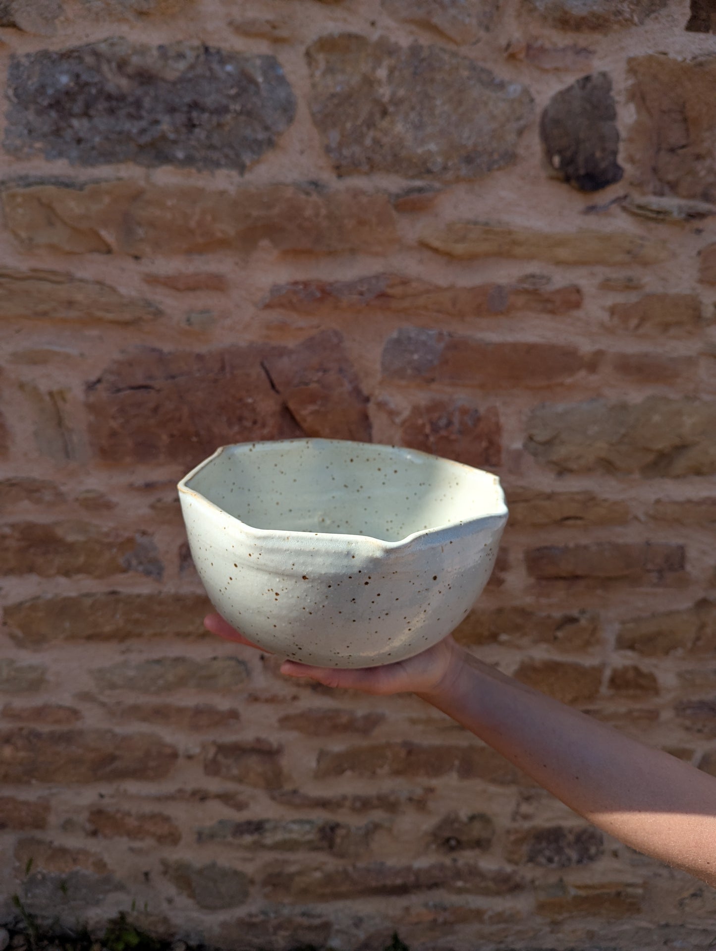 White Speckled Glazed Vintage Bowl