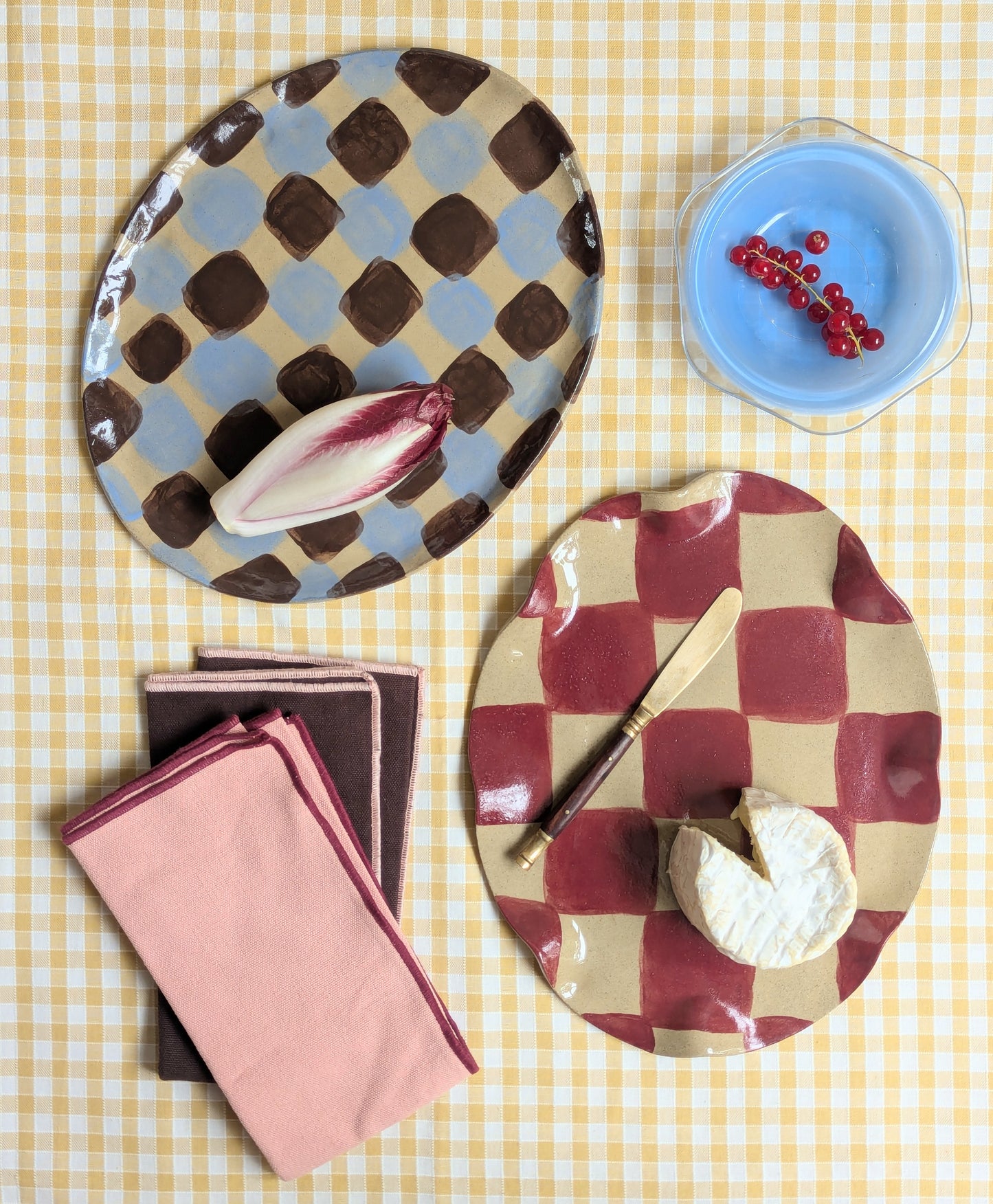 Baby Blue & Chocolate Brown Dash Platter
