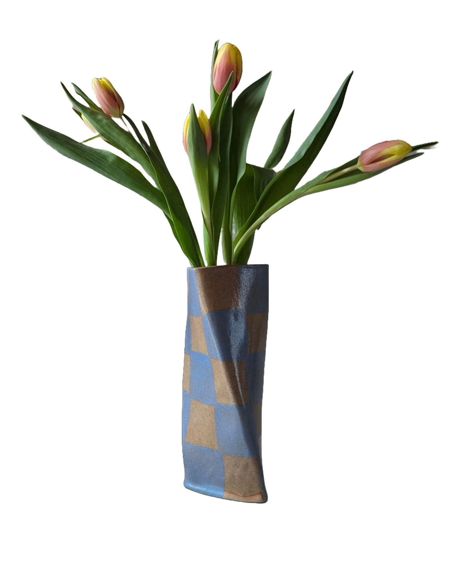 Baby Blue Check Twist Vase