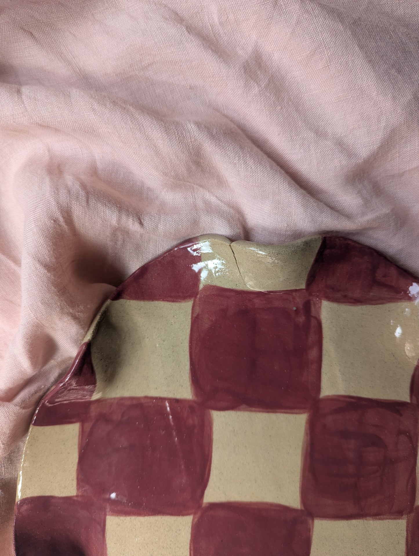 Burgundy Wavy Check Platter Seconds