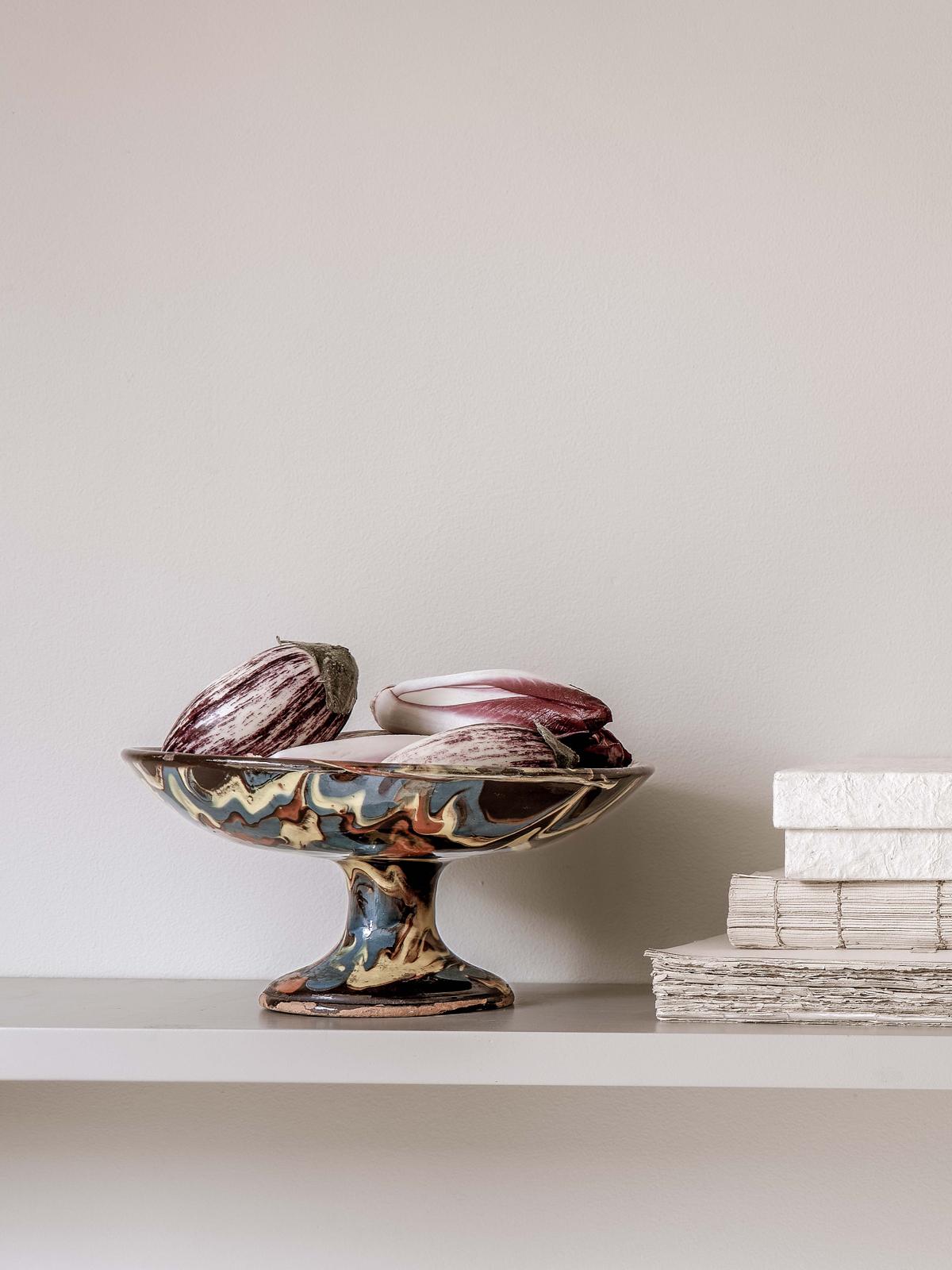 Swirl Glazed Pedestal Bowl