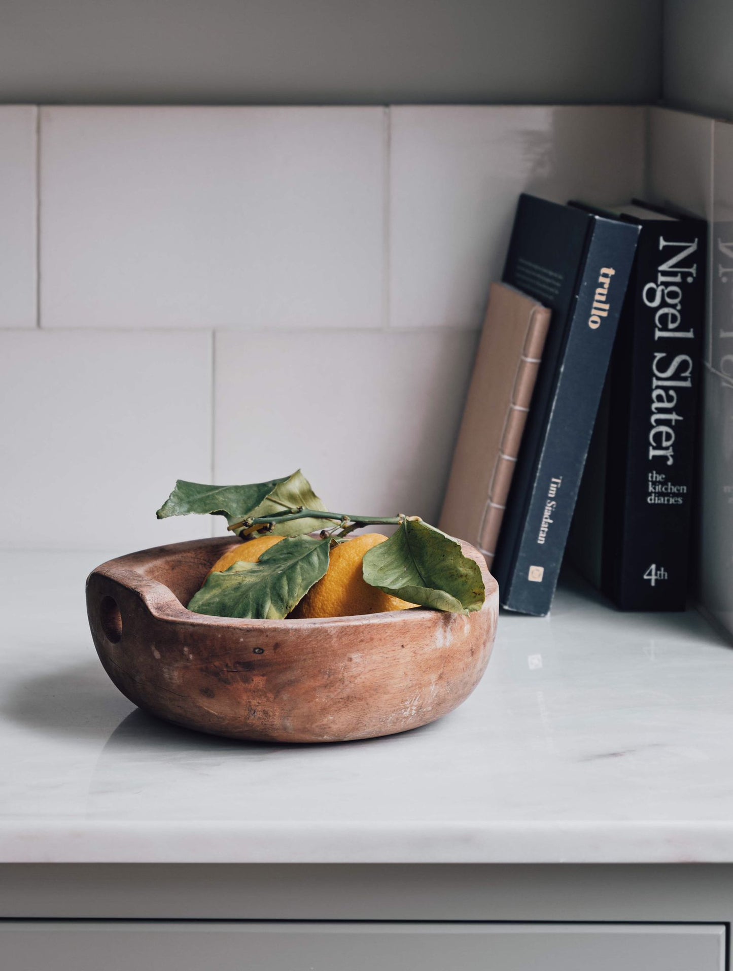 Carved Wooden Handled Bowl