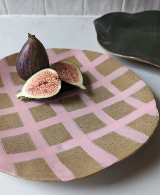 Pink Gingham Serving Platter