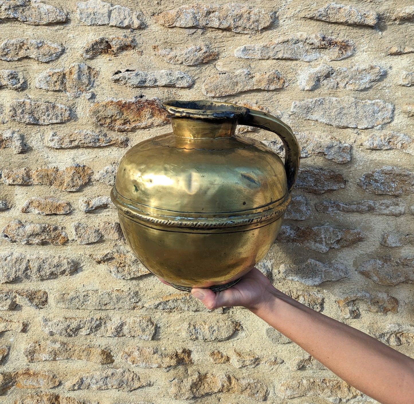 French Vintage Large Brass Jug