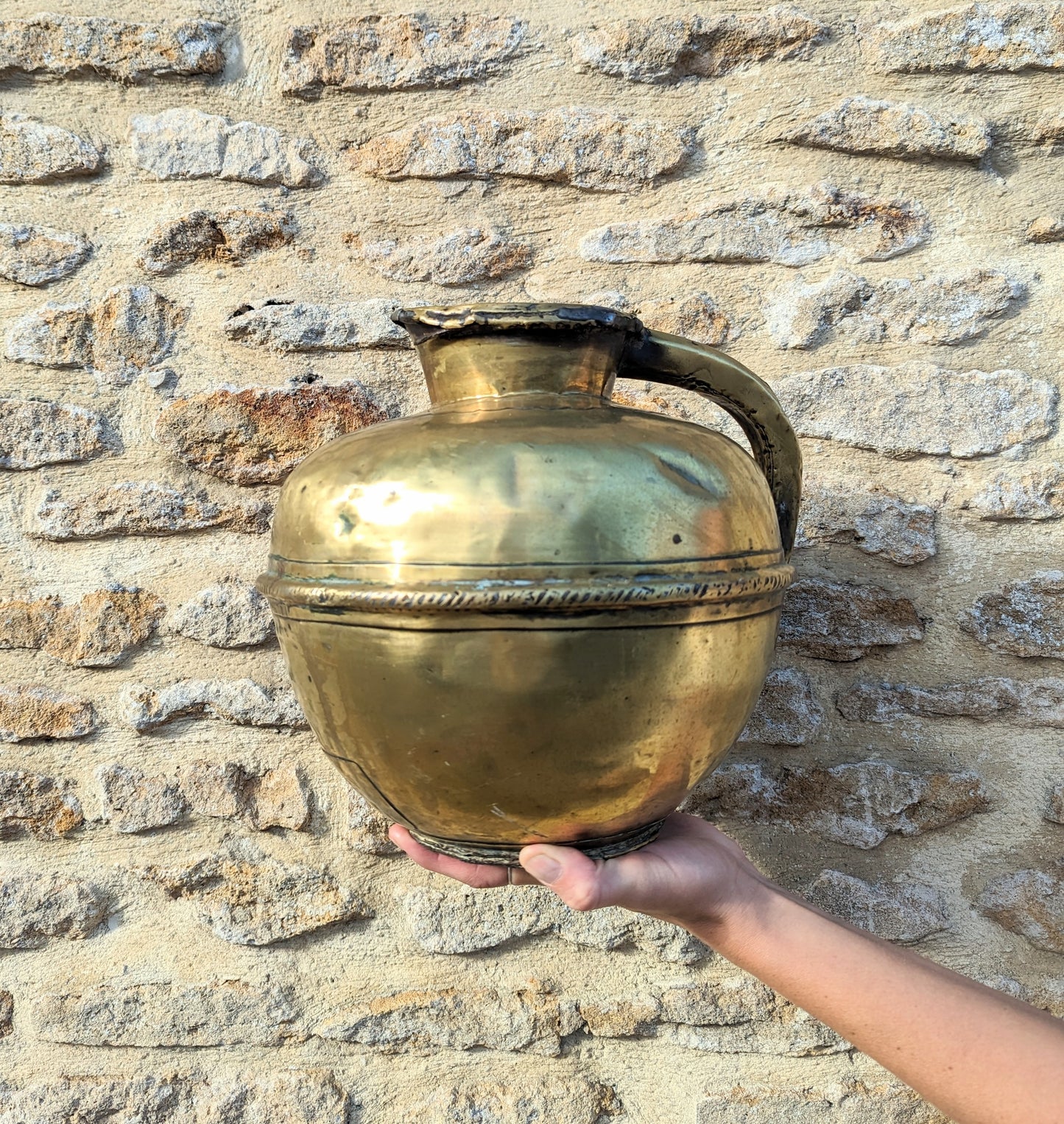 French Vintage Large Brass Jug